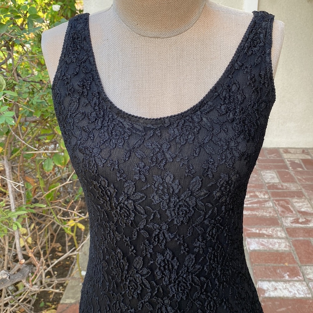 SARA MIQUE VINTAGE BLACK SILK FRENCH LACE - Picture 3 of 16